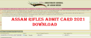 Assam Rifles Admit card